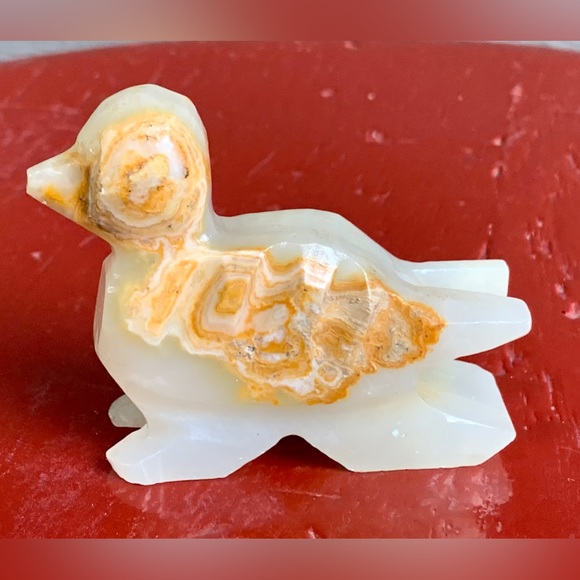 Vintage Hand Carved Artisan Onyx Marble Stone Duck Bird Figurine Statuette - Picture 15 of 16